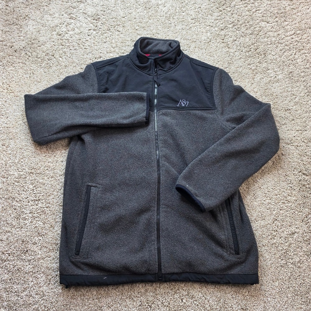 Aeropostale Full Zip Fleece Jacket Mens Small Black Outdoor Casual Athletic - Picture 2 of 8